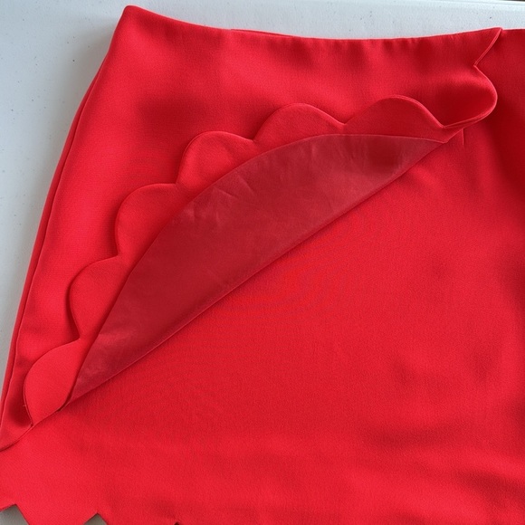 Draper James Coral Pink Scallop Hem Mini Skirt Cocktail - Picture 4 of 15